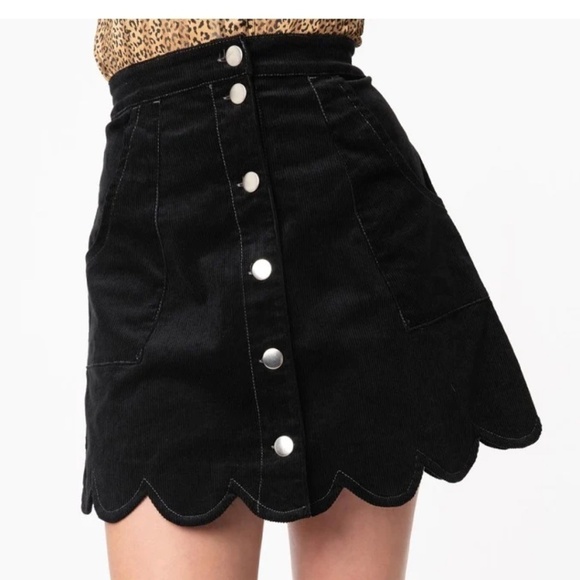 MODCLOTH Smak Parlour Corduroy Retro Button Front Skirt • size small NWT - Picture 1 of 3